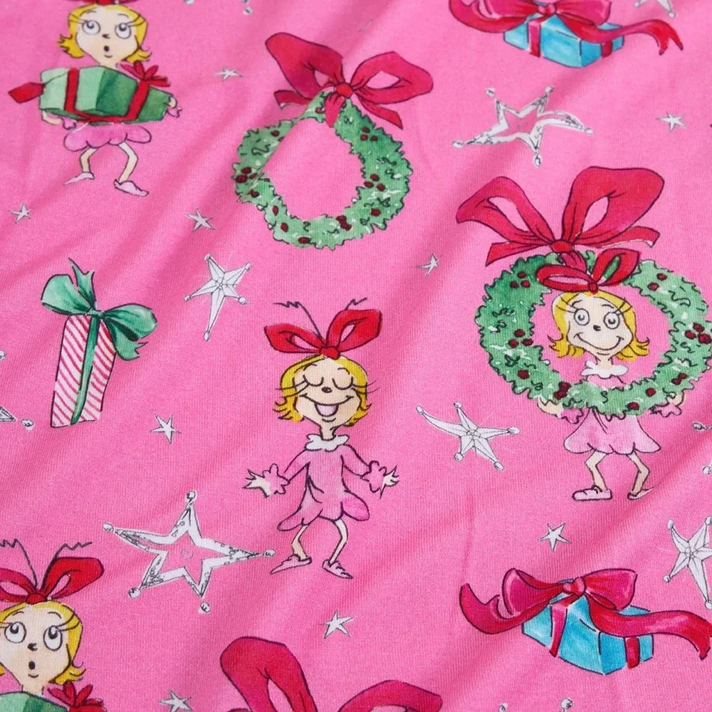 Posh Peanut 0-3 Months Dr Seuss Grinch Pink Cindy Lou Who Ruffled Bodysuit Dress